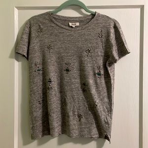 Madewell Linen Beaded Tee Shirt